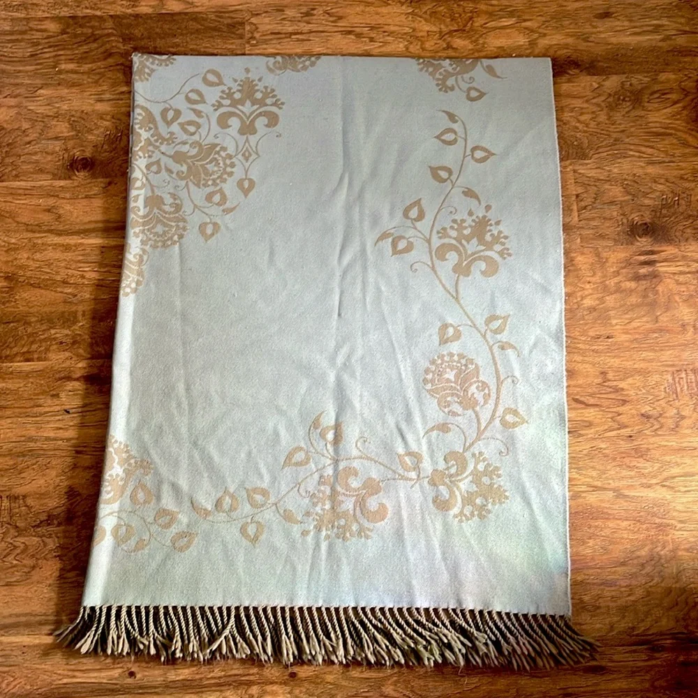 Restoration Hardware woven wool fringe throw blanket